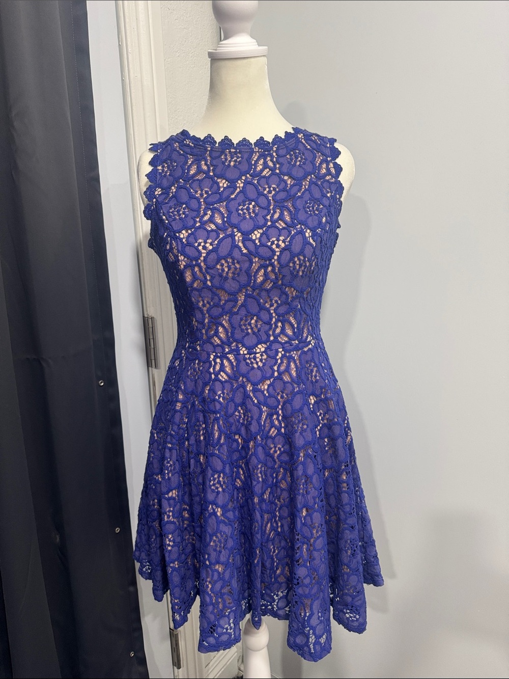 City Studio Royal Blue Floral Lace Mini Dress